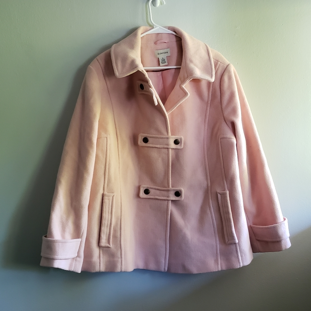 St. Johns Bay wool blend pink pea coat